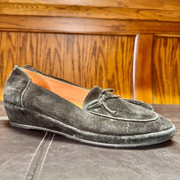 L'Amour Des Pieds Baley Black Suede Slip On Wedge Heel Loafers - Size 8M - Picture 3 of 9